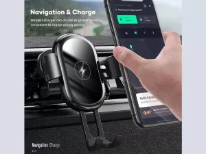 هولدر و شارژر بی سیم گوشی‌موبایل 15 وات راک ROCK W31 15W Wireless Charger Gravity Car Mount Holder