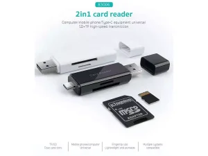 اوتی جی کارتخوان تایپ سی و یو اس بی کوتتسی Coteetci two-in-one card reader 83006