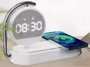 شارژر بی سیم، چراغ خواب و ساعت زنگ‌دار K01T Clock Wireless Charging Night Light 15W Fast Charging Station Dock