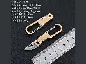 چاقوی آنباسینگ برنجی قابل استفاده به عنوان جاکلیدی Brass car key chain knife sharp self-defense portable