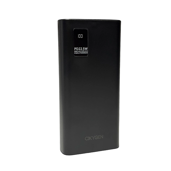 پاوربانک اکسیژن مدل OX20 ظرفیت ۲۰۰۰۰ میلی‌آمپرساعت (22.5W، نمایشگر LCD، همراه کابل تایپ سی)