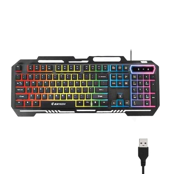 کیبورد گیمینگ جرتک K910 با هولدر موبایل و نورپردازی RGB