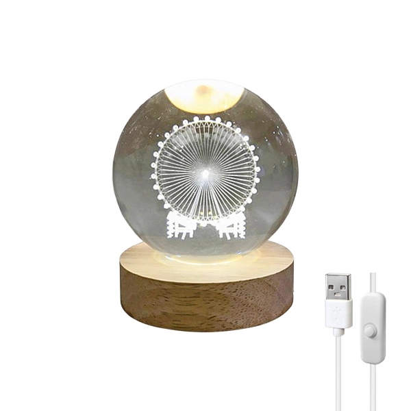 چراغ خواب گوی کریستالی سه بعدی طرح چرخ و فلک