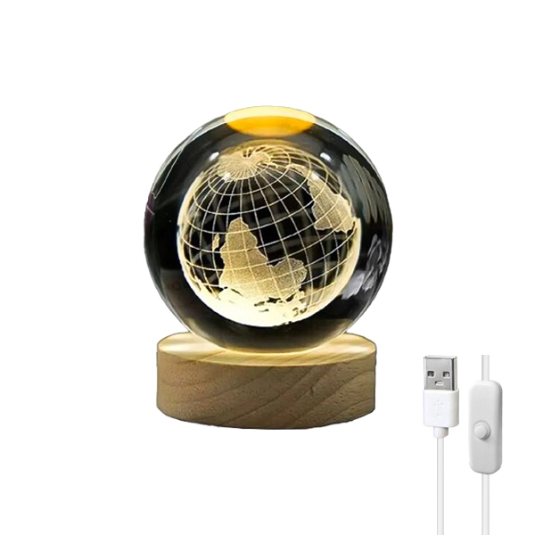 چراغ خواب گوی کریستالی سه بعدی طرح کره زمین