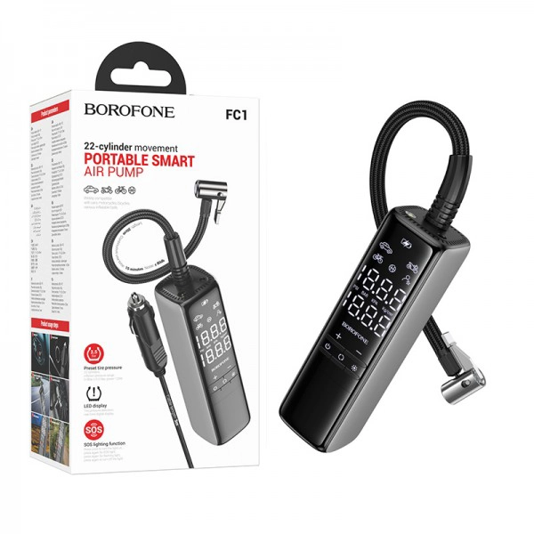 پمپ باد فندکی هوشمند خودرو بروفون Borofone FC1