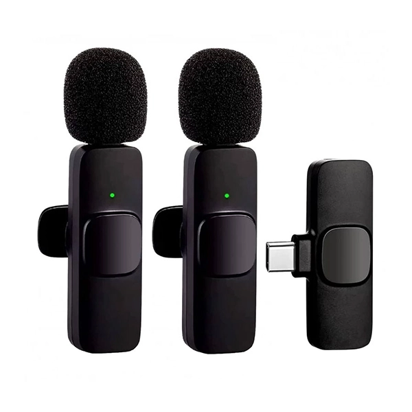 ست کامل میکروفن یقه ای دوتایی بی سیم K9 با گیرنده Type-C