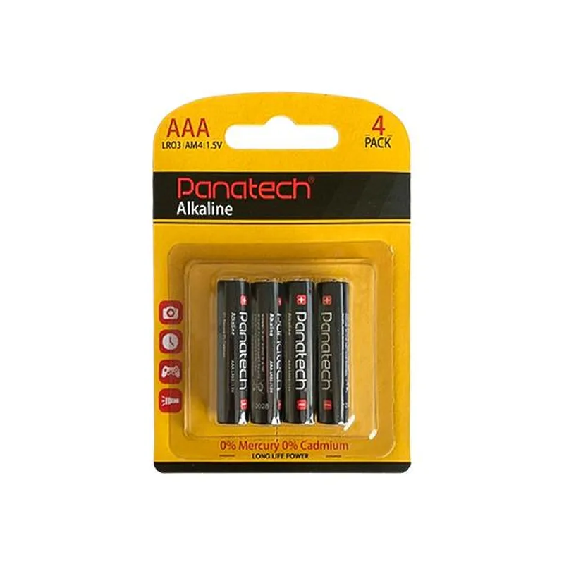 باتری نیم قلمی آلکالاین پاناتک Panatech مدل LR03 AAA (بسته 4 عددی)