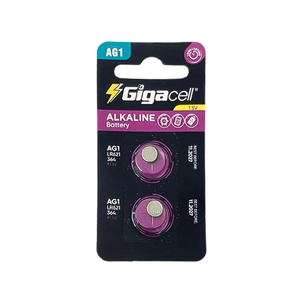 باتری سکه ای گیگاسل مدل AG1 (LR621) بسته 2 عددی | ریزنقشِ پرقدرت برای ساعت‌ها