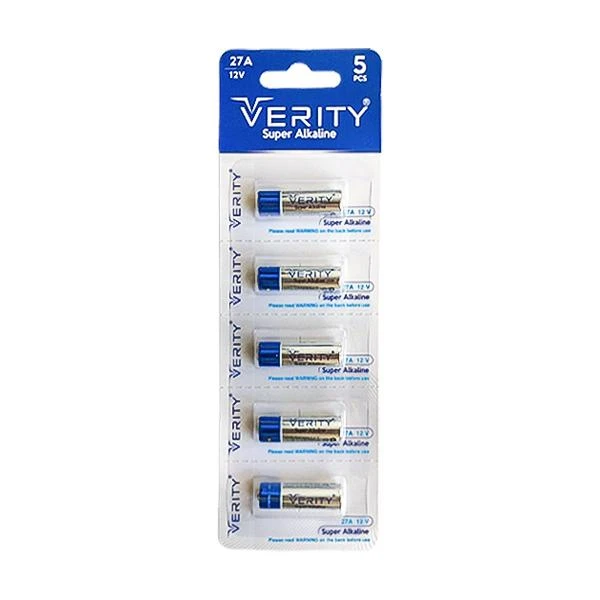 باتری ریموتی وریتی مدل 27A ولتاژ 12V بسته 5 عددی | نبض تپنده دزدگیرها و درب‌های اتوماتیک