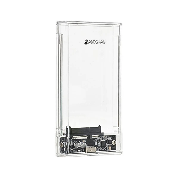 باکس هارد 2.5 اینچی شفاف آنوشان (Andshan) مدل A-410 | قاب شیشه ای USB 3.0