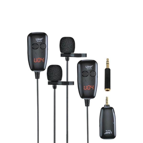 میکروفون یقه‌ای بی‌سیم دوگانه (Dual) مدل UHF-040 با رابط AUX