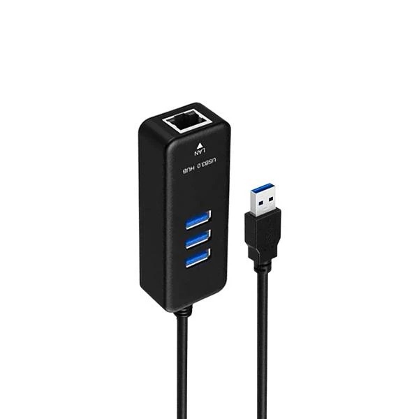 هاب 3 پورت USB 3.0 به همراه آداپتور شبکه (LAN) گیگابیتی