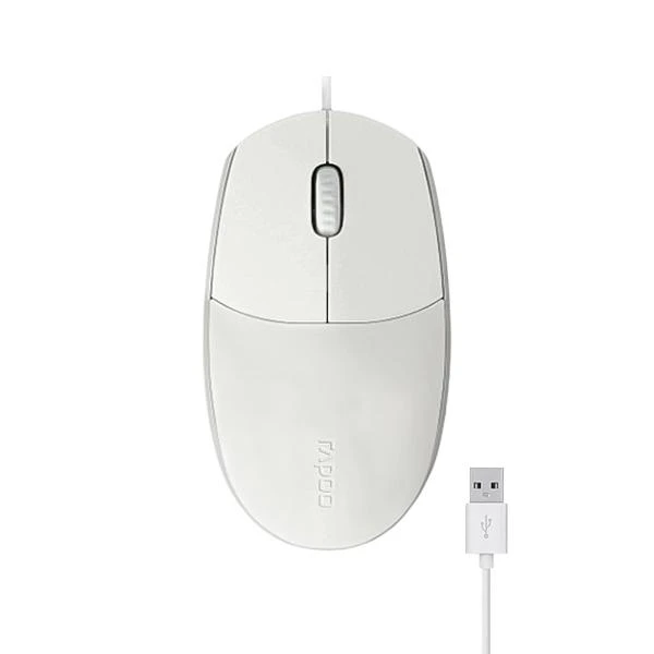 ماوس با سیم رپو (Rapoo) مدل N100 | رنگ سفید (دقت 1000 DPI)