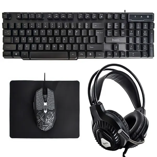 ست گیمینگ 4 کاره هوکو مدل DI86 (کیبورد، موس، هدست و موس‌پد RGB)