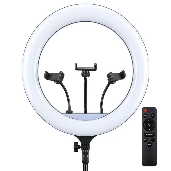 رینگ لایت ۱۸ اینچی هیرو (HERO) مدل YQ-460A | دارای ۳ هولدر موبایل، ریموت کنترل و آداپتور
