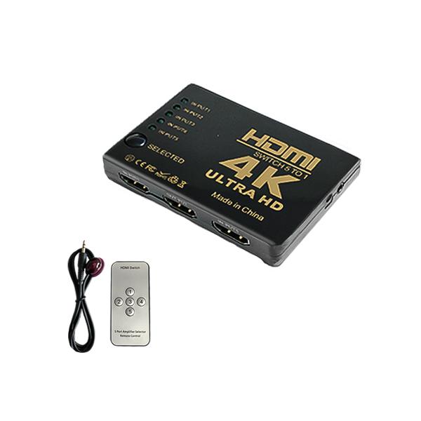 سوئیچ HDMI پنج پورت DTECH مدل 5 to 1 با کیفیت 4K Ultra HD به همراه ریموت کنترل