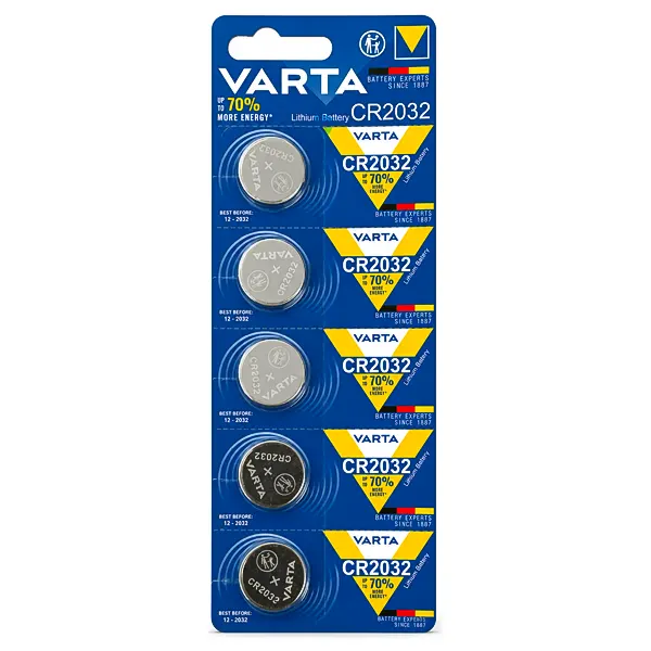 باتری سکه ای وارتا (VARTA) مدل CR2032 لیتیومی بسته 5 عددی