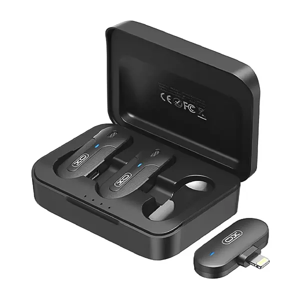 میکروفون یقه ای بی سیم دوتایی لایتنینگ ایکس او مدل XO-MKF09B | XO-MKF09B Dual Lightning Wireless Microphone
