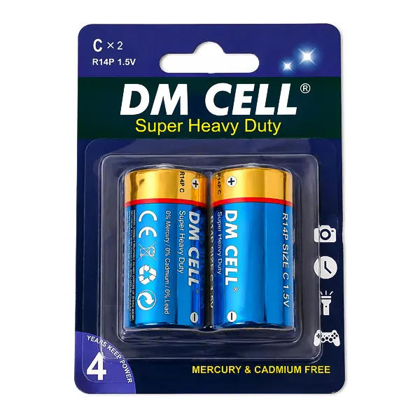 باتری متوسط دی‌ام سل (DM CELL) مدل R14P بسته ۲ عددی