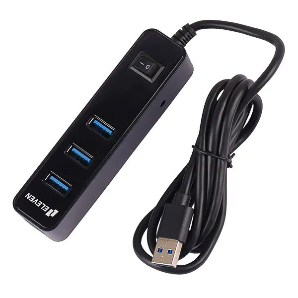 هاب ۴ پورت USB 3.0 ایلون مدل H302 طول کابل ۱.۲ متر کلید دار با پشتیبانی از آداپتور