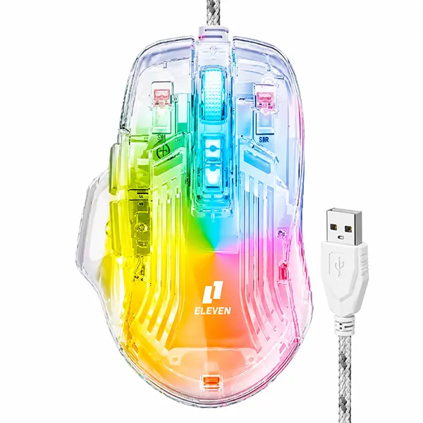 ماوس مخصوص بازی شفاف ایلون Eleven مدل ORBIT (دقت 12800DPI و کلیک سایلنت)
