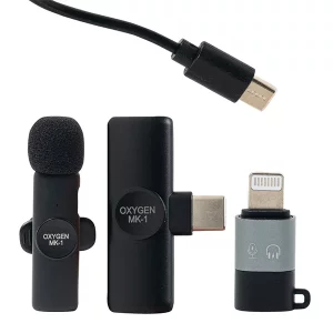 میکروفون بی‌سیم دو کاربره اکسیژن مدل MK1 ( تایپ C و لایتنینگ، مخصوص تولید محتوا)
