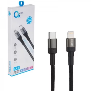 کابل شارژ سریع و دیتا Type-C به لایتنینگ اکسیژن مدل Oxygen LX1