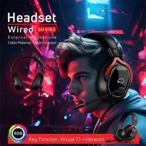 هدست گیمینگ سیمی تسکو مدل GH 6163 با صدای 7.1 کاناله و ویبره 5