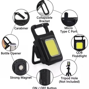 چراغ قوه جاکلیدی چندکاره شارژی COB 3