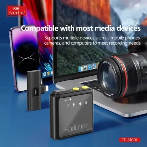 میکروفون بی‌سیم یقه‌ای حرفه‌ای ارلدام Earldom ET-MC9L (مخصوص آیفون با افکت Reverb و ورودی AUX) 5