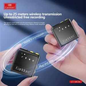 میکروفون بی‌سیم یقه‌ای حرفه‌ای ارلدام Earldom ET-MC9L (مخصوص آیفون با افکت Reverb و ورودی AUX) 8