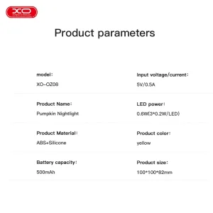 چراغ خواب سیلیکونی و استند موبایل XO مدل OZ08 طرح کدو تنبل 14