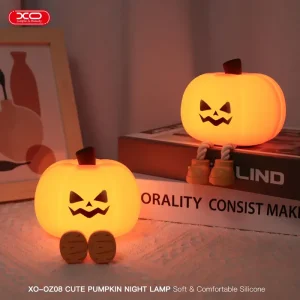 چراغ خواب سیلیکونی و استند موبایل XO مدل OZ08 طرح کدو تنبل 6