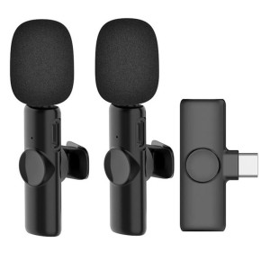 میکروفون بی سیم یقه ای دوکاربره مدل K11 با گیرنده Type-C