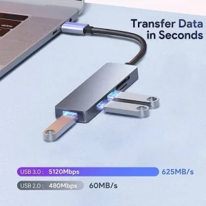 هاب 5 پورت و رم ریدر پی نت P-NET مدل P-3625 با رابط دوگانه USB و Type-C 7