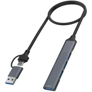هاب 4 پورت USB 3.0 پی نت P-NET مدل P-3619 با رابط دوگانه USB و Type-C