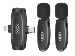 میکروفون یقه‌ای بی‌سیم دو کاربره XO مدل MKF10 با گیرنده دوکاره (لایتنینگ و Type-C)