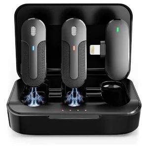 میکروفون یقه‌ای بی‌سیم دو کاربره XO مدل MKF09B همراه با کیس شارژ (مخصوص آیفون)