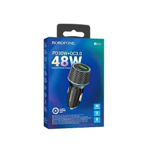 شارژر فندکی فست‌شارژ بروفون مدل BZ21توان 48W (پورت PD وQC3.0) 3