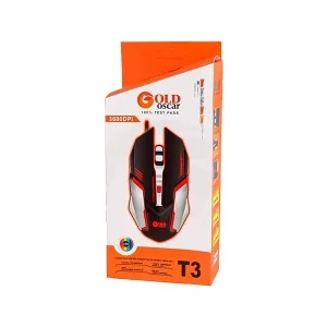 ماوس مخصوص بازی گلد اسکار (Gold Oscar) مدل T3 (دقت 3600 DPI، نورپردازی LED) 3