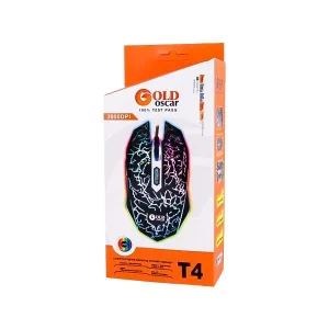 ماوس مخصوص بازی گلد اسکار مدل T4 | طراحی رعد و برقی، دقت 3600 DPI 3