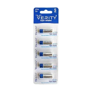 باتری ریموتی وریتی مدل 27A ولتاژ 12V بسته 5 عددی | نبض تپنده دزدگیرها و درب‌های اتوماتیک