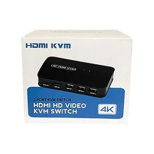 سوئیچ KVM دو پورت HDMI و USB مدل 4K با کابل و ریموت سیمی (کنترل ۲ سیستم با یک مانیتور) 4