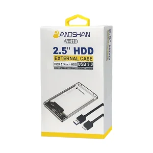 باکس هارد 2.5 اینچی شفاف آنوشان (Andshan) مدل A-410 | قاب شیشه ای USB 3.0 4