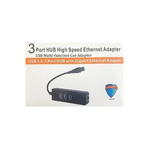هاب 3 پورت USB 3.0 به همراه آداپتور شبکه (LAN) گیگابیتی 2