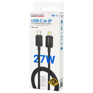کابل USB-C به لایتنینگ Borofone BX120 (1متر) | توان 27W، شارژ سریع PD2