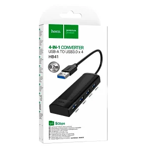 هاب 4 پورت USB 3.0 هوکو مدل HB41 (سرعت  5Gbps  / کابل  0.2m )