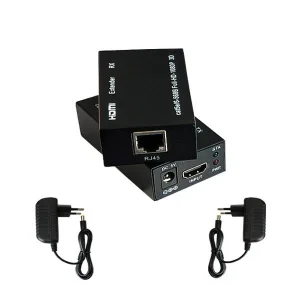اکستندر (توسعه دهنده) HDMI با کابل شبکه تا ۶۰ متر (مدل HDTV 1080P) آداپتوردار