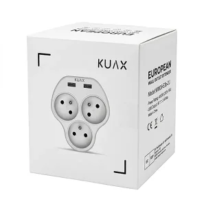 سه راهی برق دیواری KUAX مدل WW09-E3b-2U دارای دو پورت USB شارژ4