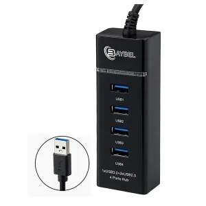 هاب ۴ پورت USB بایبل (BAYBEL) مدل H-92 (ترکیبی USB 3.0 و USB 2.0) طول ۳۰ سانتی‌متر2